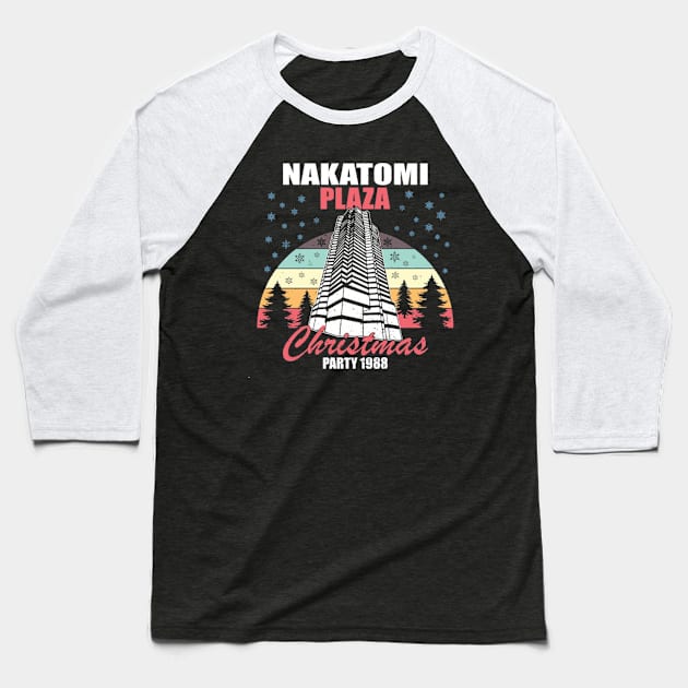 Retro Nakatomi Plaza Party 1968 Baseball T-Shirt by Jusstea